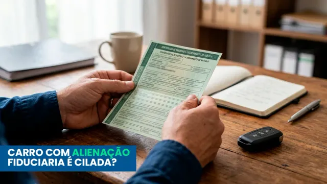 Documento de veículo sendo analisado durante negociação de carro usado