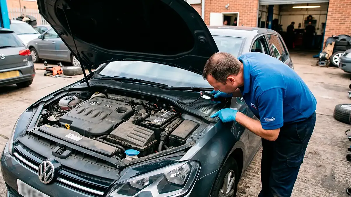 Comprador conferindo a numeração do chassi antes de fechar a compra do carro usado