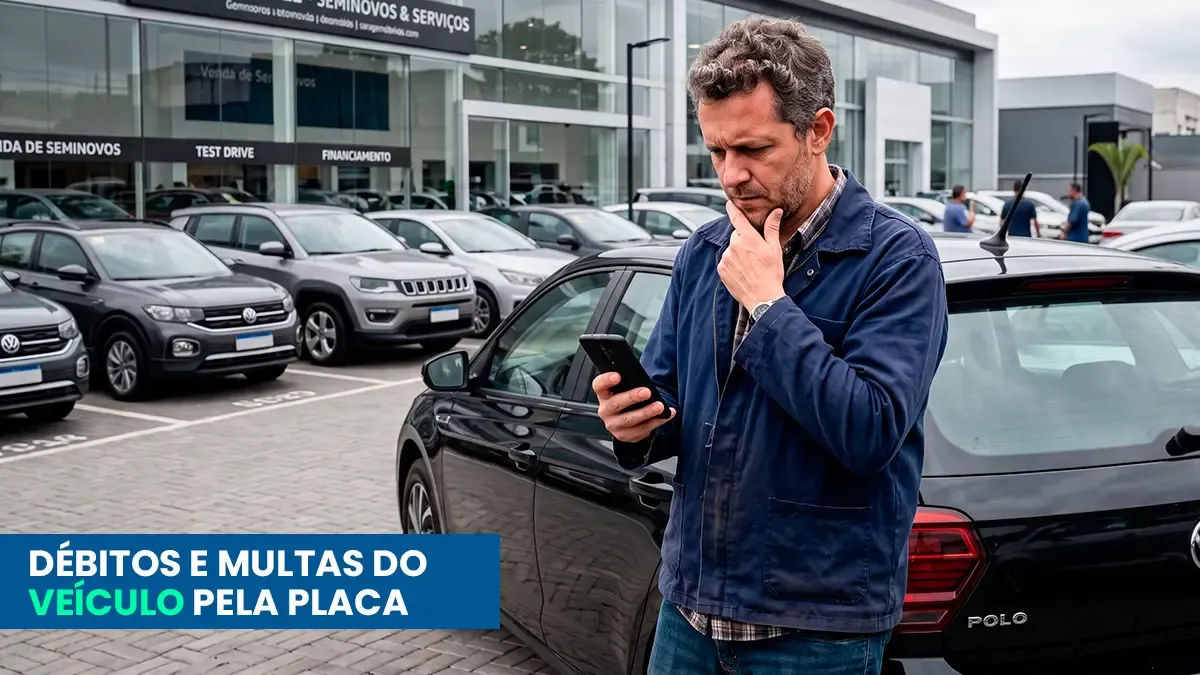 Comprador avaliando um carro usado antes de fechar negócio